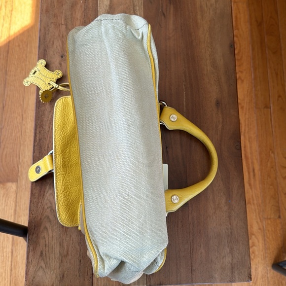 Authentic Celine Linen Boogie Bag with Yellow Trim & Accents - Picture 10 of 15